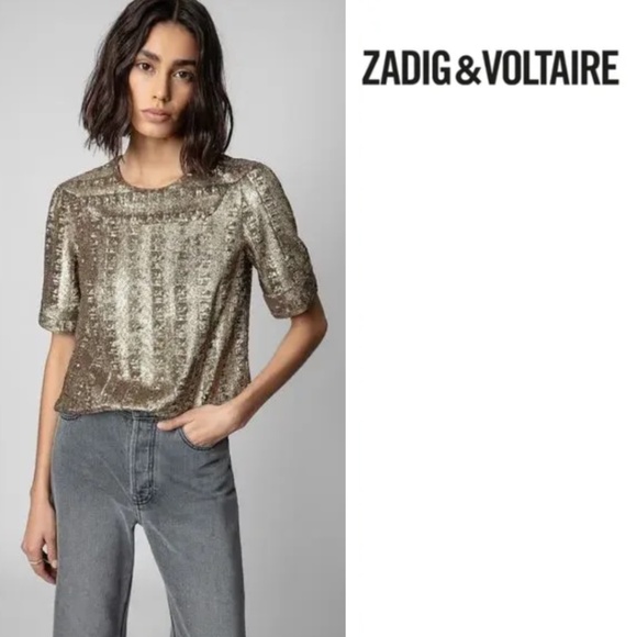 Zadig and Voltaire Toysse Sequin Top - Picture 1 of 8